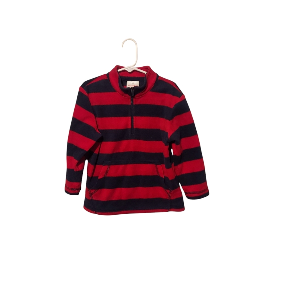 Hanna Andersson Fleece Quarter Zip 1/4 Pullover Size 100 4 Red Boy’s Striped